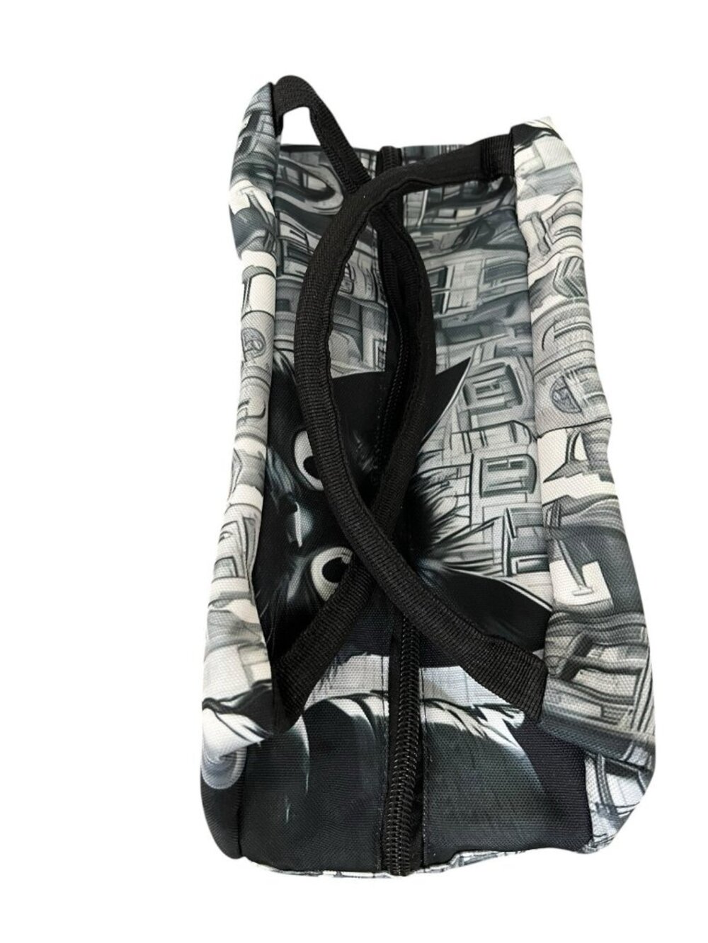 Black Cat Big Eyes Lunch Tote Bag Insulated Double Handles Zips New - Picture 7 of 8